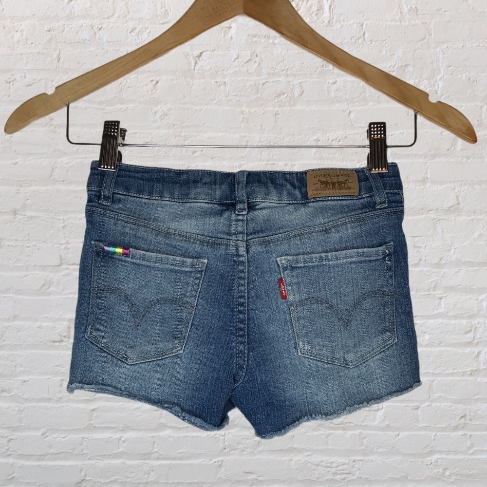 Levi's Blue Denim Girls' Shorts with Rainbow Tab